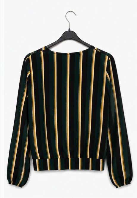 Top Jennyfer gestreept XS – Groen zwart cache-côur trendy stijl – photo 3